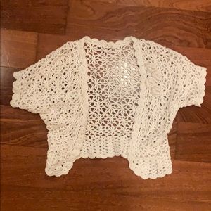 crochet white mini cardigan